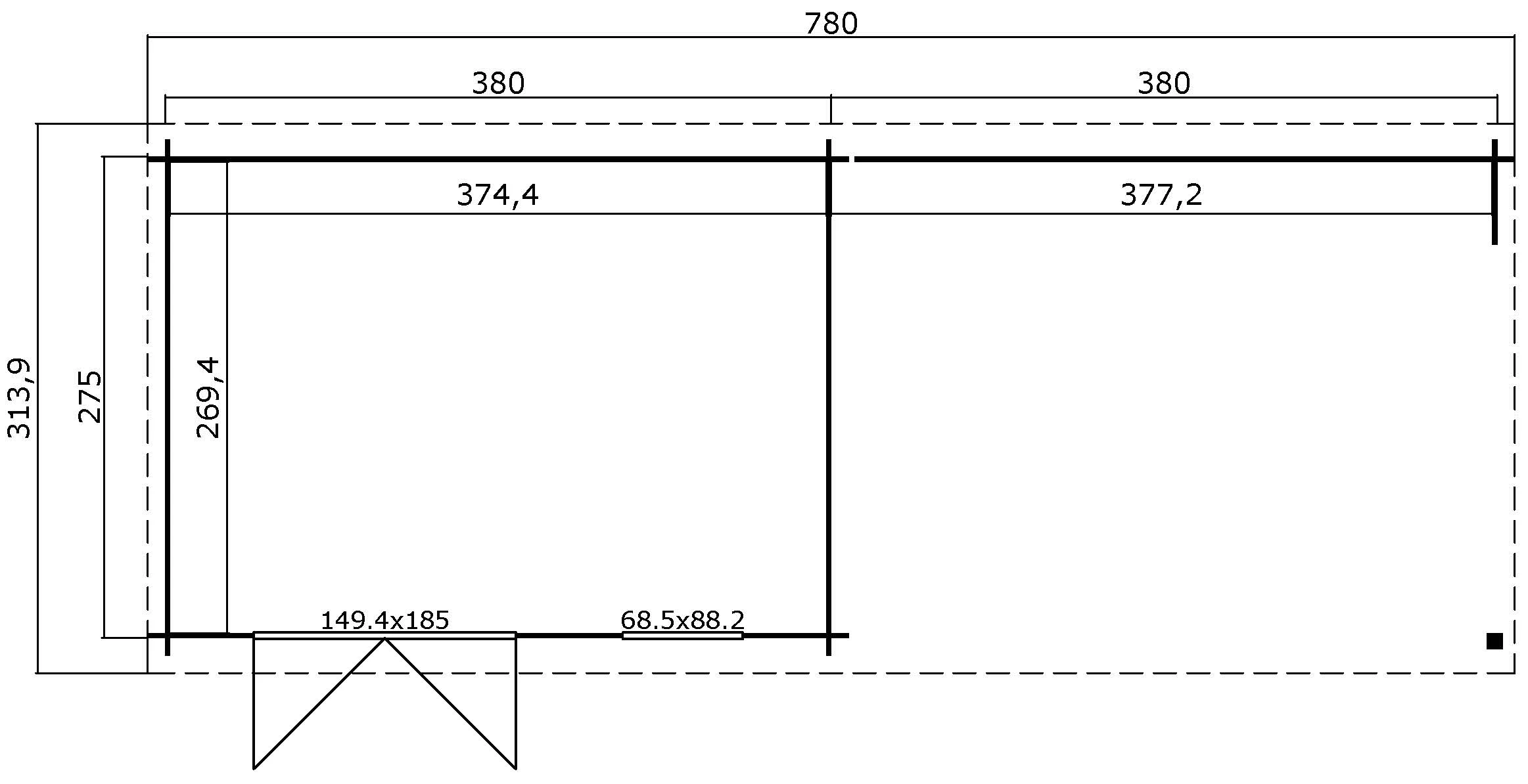 Outdoor Life Blokhut Aida Platinum Grey-Wit 760 x 275 cm - Afbeelding 3